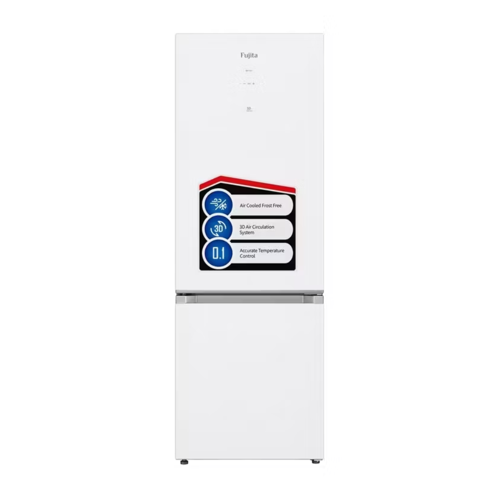 Fujita 345 Ltr BCD-345WG Glass Door Refrigerator White